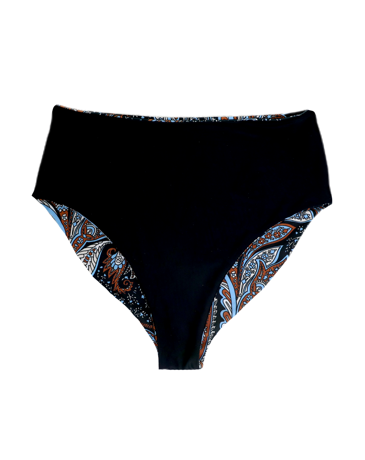 Black Paisley Bikini Bottom Reversible Swimsuit