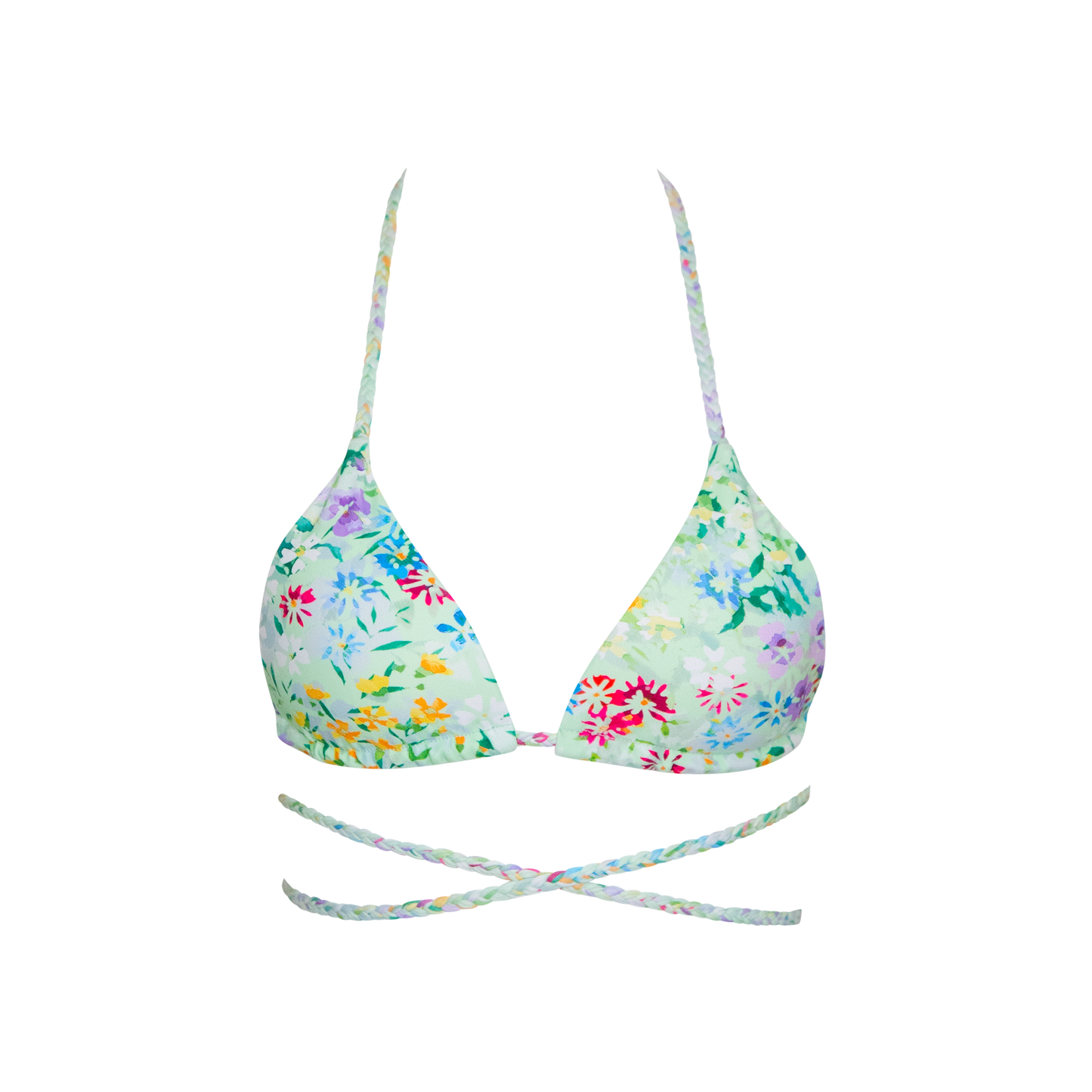 Sage Green Flower Bikini Tops Reversible