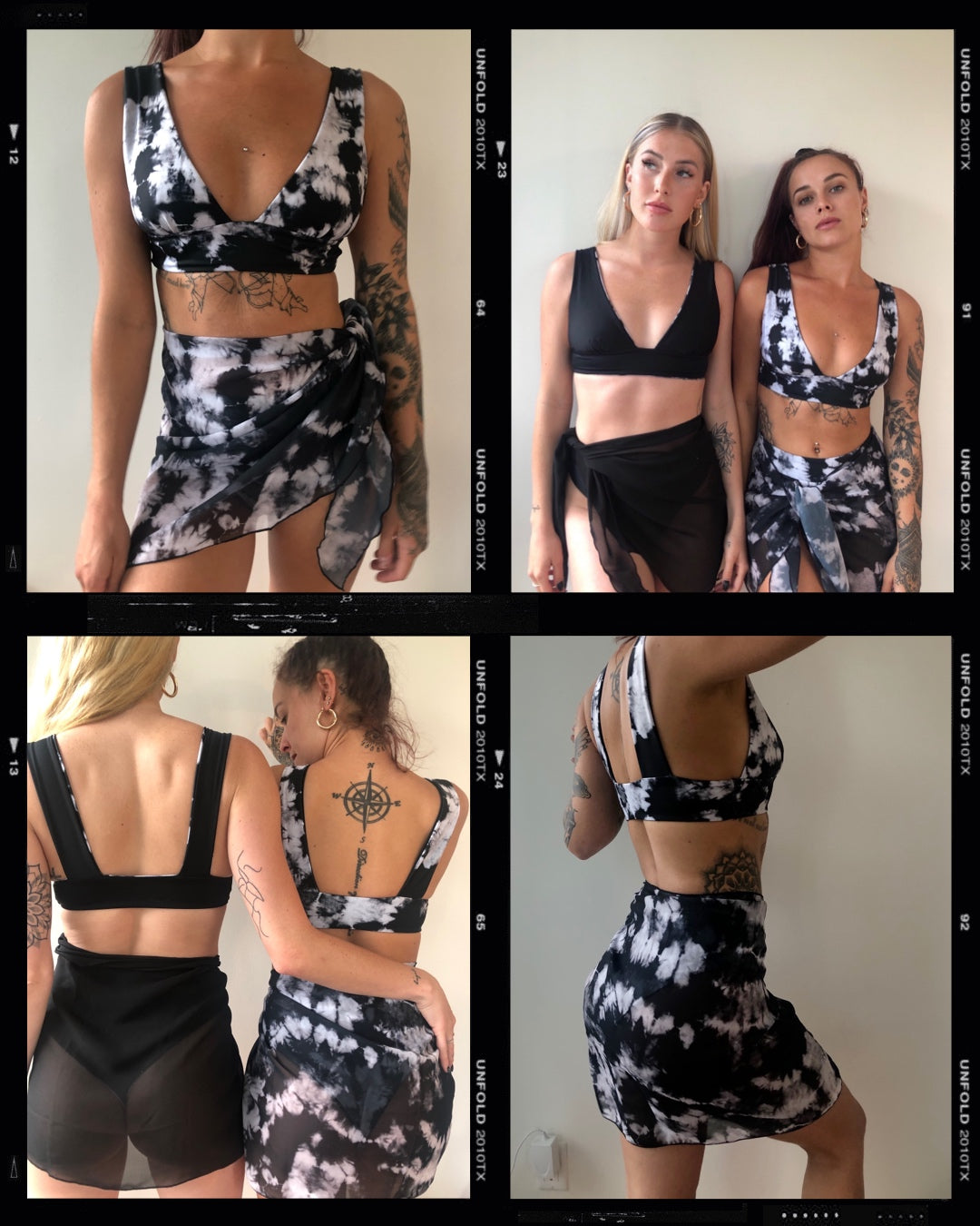 Black and White Tie Dye Sarong Reversible