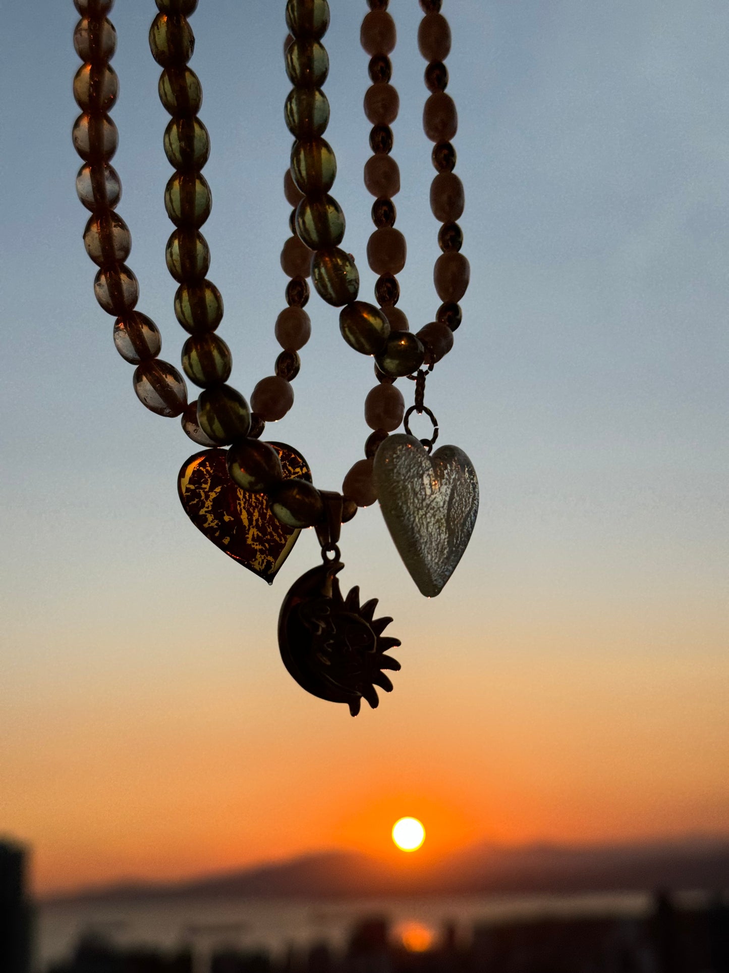 Brown Heart Pearl Necklace