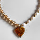 Brown Heart Pearl Necklace