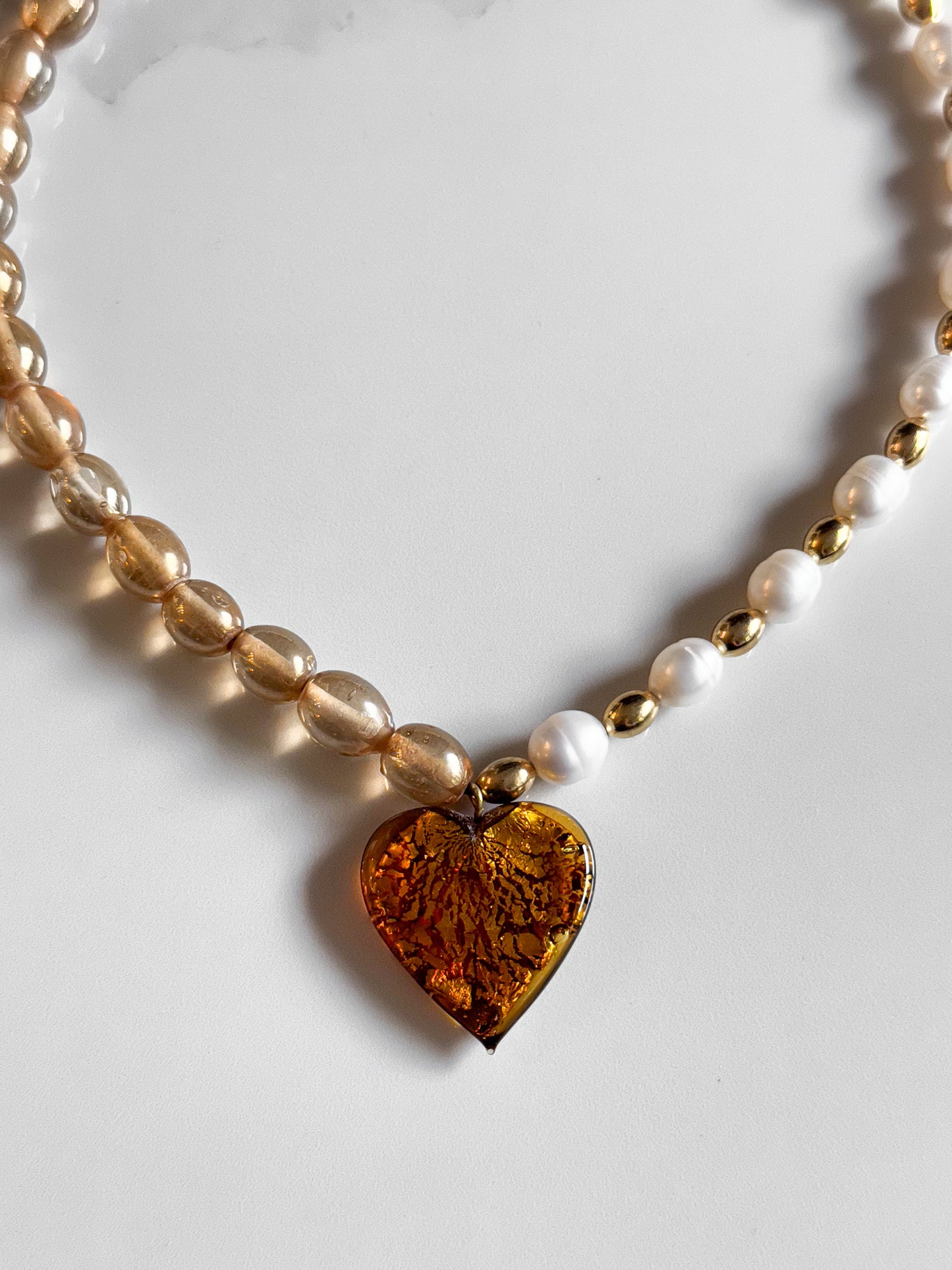 Brown Heart Pearl Necklace