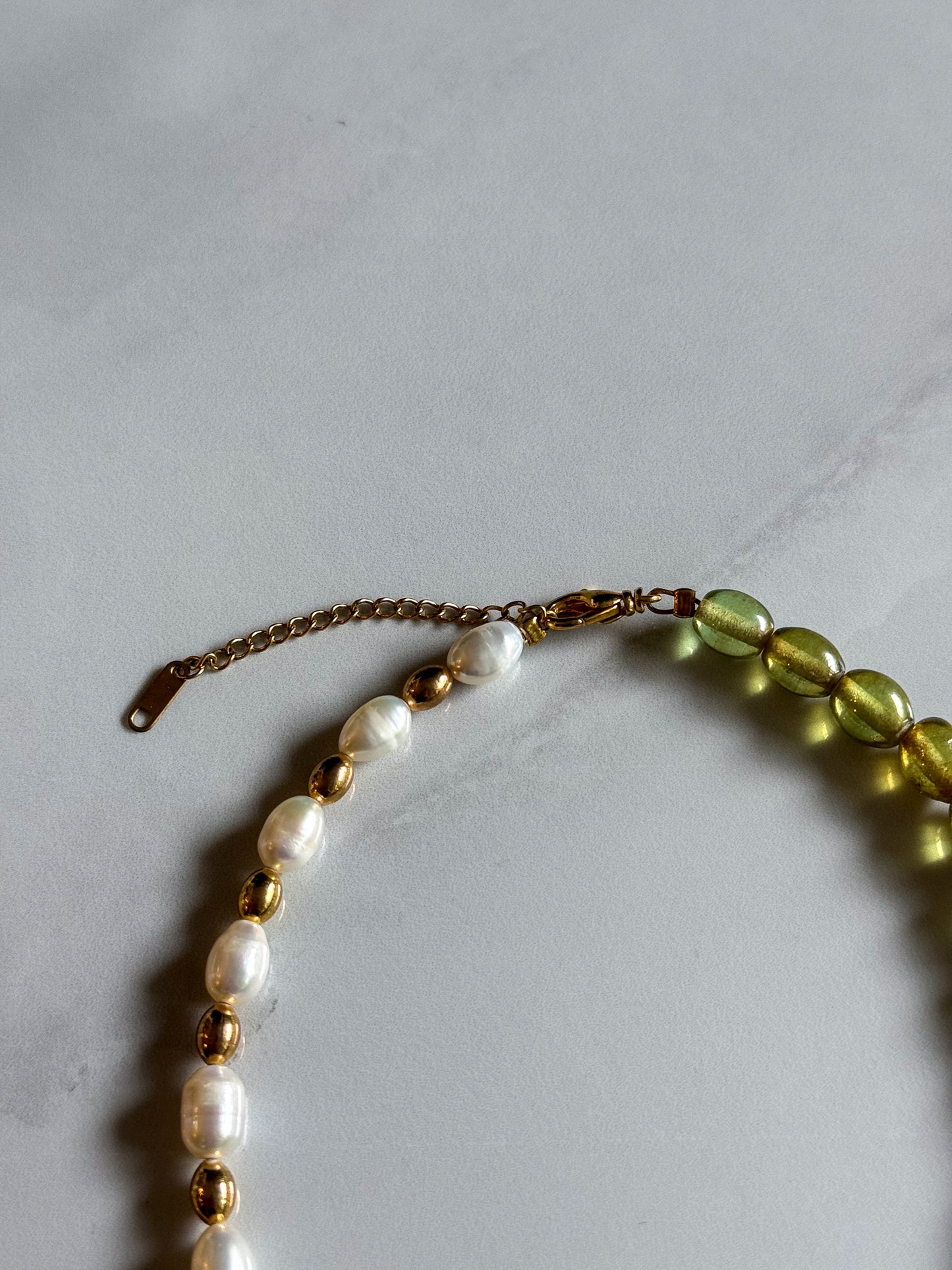 Green Heart Pearl Necklace