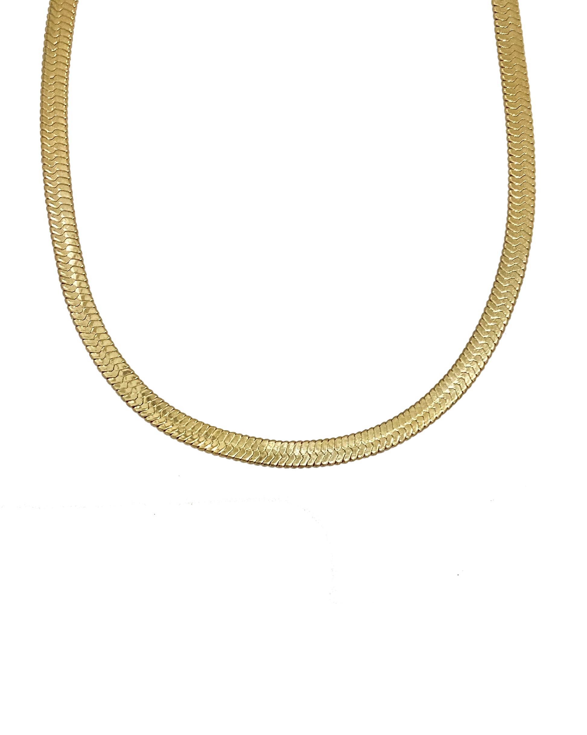 14-gold plated snake herringbone necklace