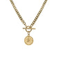 14k gold compass t-bar necklace