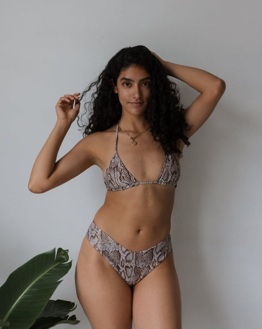 Brown Snake Reversible Bikini Top