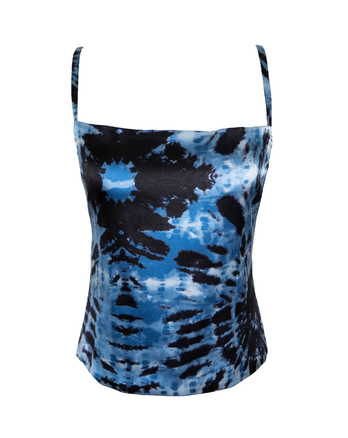 Blue/Black Dye Reversible Tie Back Top.