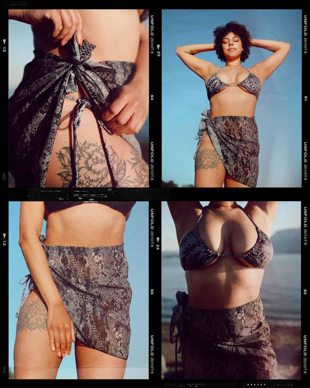 Snake Black Sarongs - Black and Grey Snake Reversible